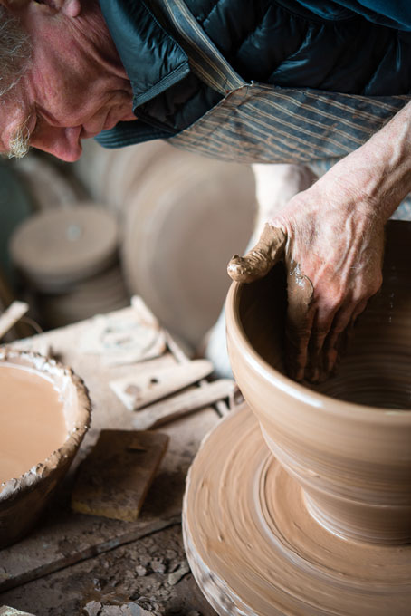 Clive Bowen in his pottery 2016